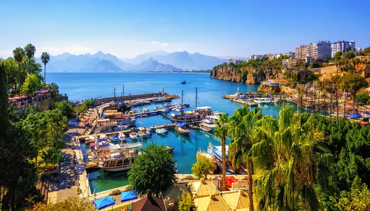 Panoramic, View, Of, Antalya, Old, Town, Port, Taurus