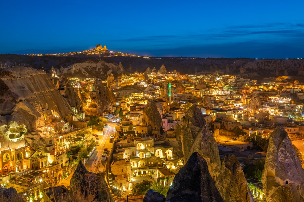 Noční výhed na Goreme v Kappadokii