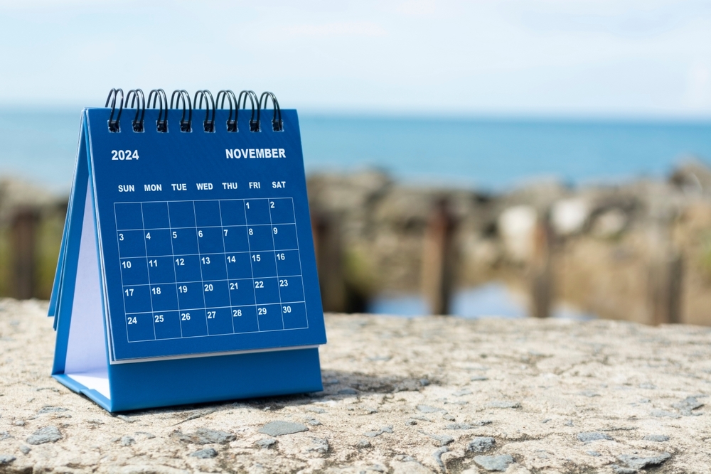 Dovolená v listopadu, kalendář