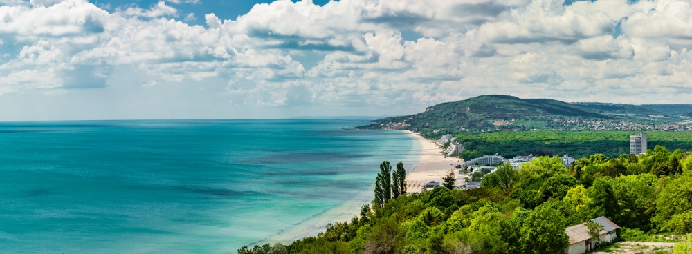 Výhled na pláž Albena, Bulharsko