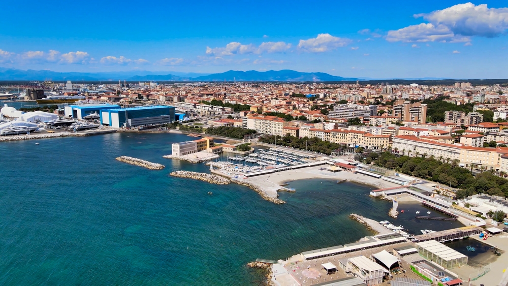 Přístav Livorno z ptačí perspektivy