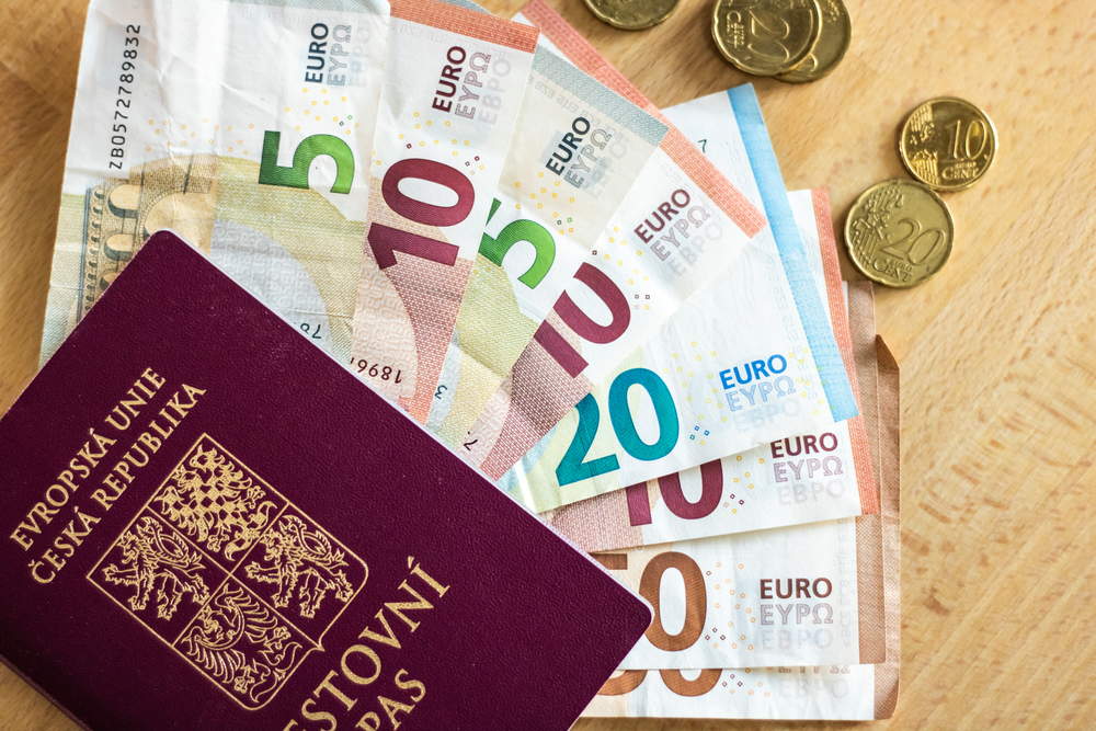 cestovní pas a eura