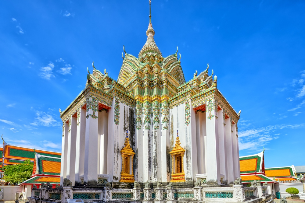Chrám Phra Mondop v buddhistickém komplexu Wat Pho, Bangkok, Thajsko