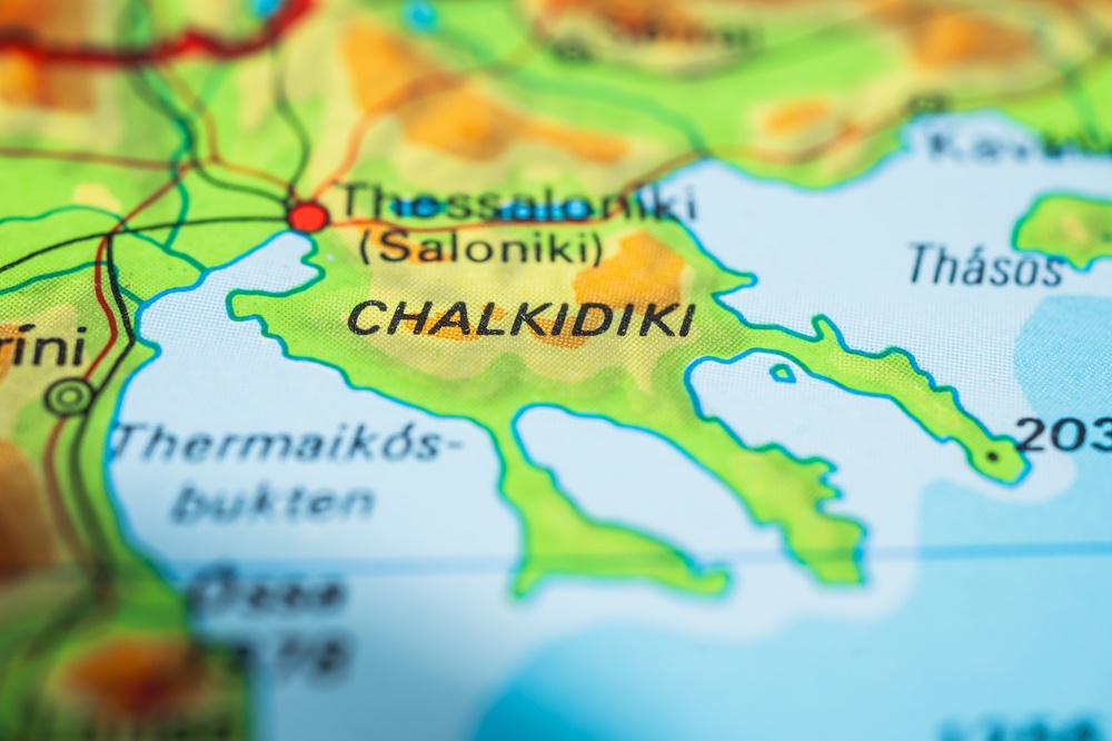 Hotely na Chalkidiki – TOP 6 nejlepších hotelů a resortů 2 Barevná mapa poloostrova Chalkidiki