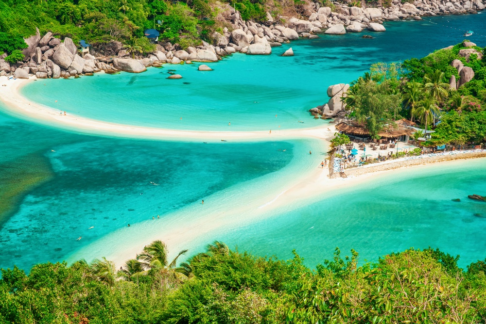 Tropický ostrov Nang Yuan, Koh Tao v Thajsku, exotická dovolená v zimě